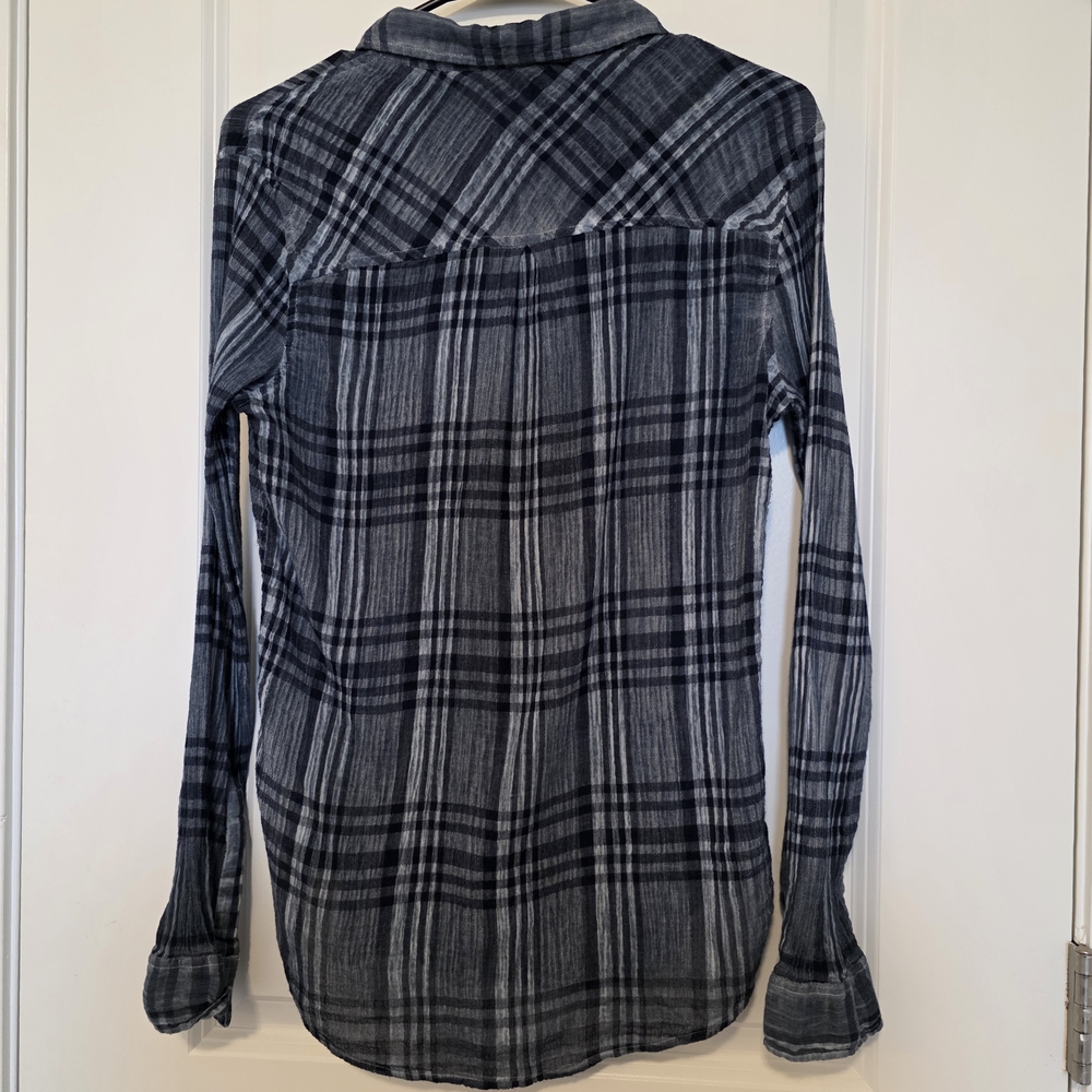 Lucky Brand Blue And White Plaid Button Down Shirt Size Small - Picture 3 of 8